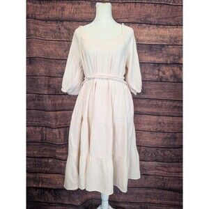 Carly Jean Light Peach Mini Dress 100% Cotton With Pockets Size large